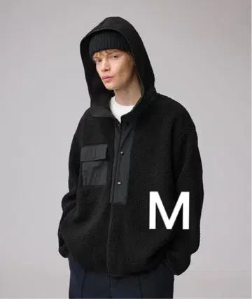 GU 보아 플리스 스냅 후드티 M 사이즈 블랙 엔지니어드 가먼츠