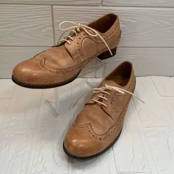 키다리 아저씨 천연 가죽 윙 칩 신발 라이트 브라운 24.5cm