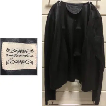 램스킨 더블 지퍼 얇은 소재 노카라 양가죽 레더 자켓 블랙 M 천연 가죽