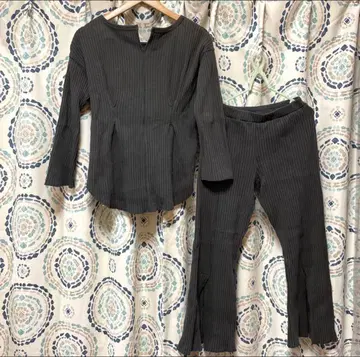 차오패닉 typy 상하의 셋업 리브 플레어 팬츠 리브 티셔츠