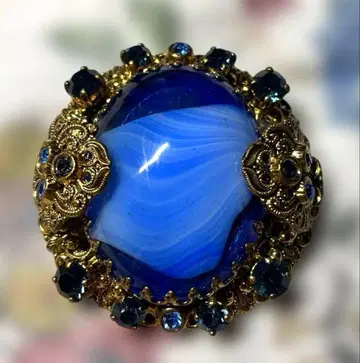 빈티지 앤티크 서독 파란색 스톤 브로치 W.GERMANY