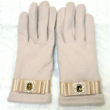 메종 드 플뢰르 장갑 베이지 비쥬 리본 스마트폰 대응 새상품