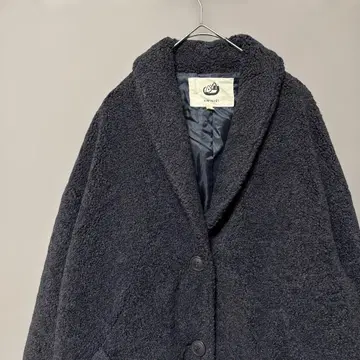 오니기리 보아 롱 코트 (M) 차콜 그레이 넉넉한 빅 사이즈