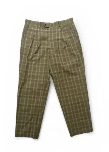 옐로우 컬러 체크 파자마 팬츠 와이드 슬랙스 MIZUNO