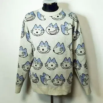 graniph 그라니프 11마리 고양이 자카드 니트 S 스웨터 고양이