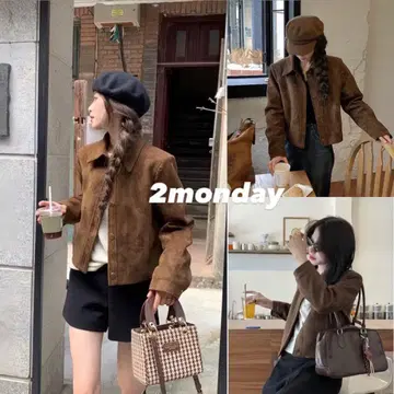 브라운 크롭 자켓 스웨이드풍 fireman jacket y2k