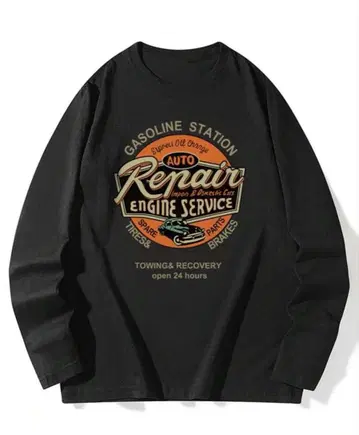 오토 리페어 프린트 블랙 긴팔 T셔츠 S