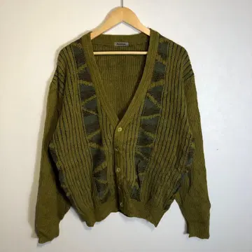 Avenue Nerdique 레트로 가디건 올리브 그린