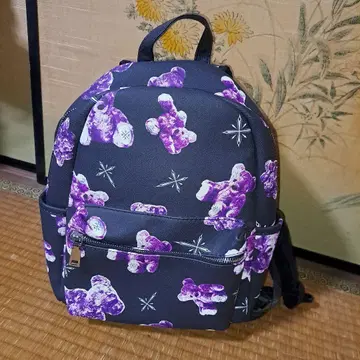 TRAVAS TOKYO 트라바스 곰 올 패턴 백팩 블랙 보라색