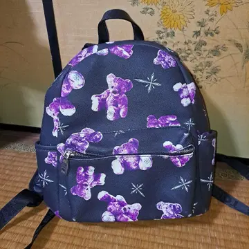 TRAVAS TOKYO 트라바스 곰 올 패턴 백팩 블랙 보라색