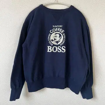 SUNTORY BOSS 맨투맨 트레이닝복 네이비 L 사이즈 속기모