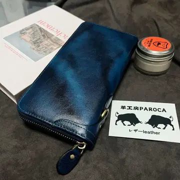 신상 수량 한정 남색 수제 이탈리아 가죽 남성용 소가죽 천연 가죽 장지갑