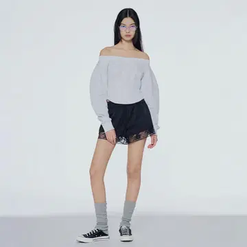 INSTANTFUNK 오프숄더 스웨트 셔츠