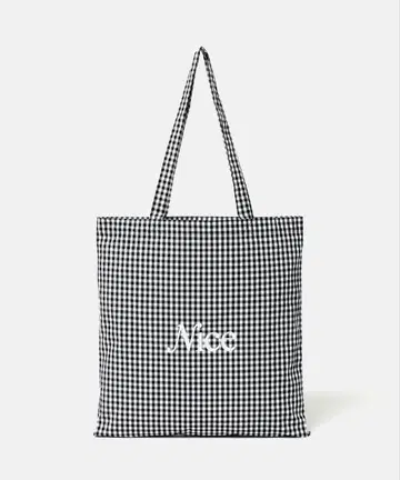 NICE WEATHER 깅엄 체크 시그니처 로고 토트백