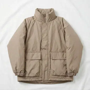 GU 히트 패디드 스탠드 카라 블루종 베이지 다운 자켓