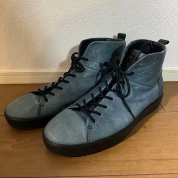 ecco 가죽 하이컷 신발 로고 블루