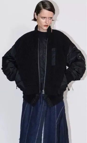 AULA AILA 아우라 아이라 MA-1 니트 콤비네이션 블루종