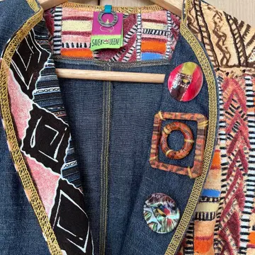 SAVE THE QUEEN 이탈리아제 패치워크 데님 자켓 L
