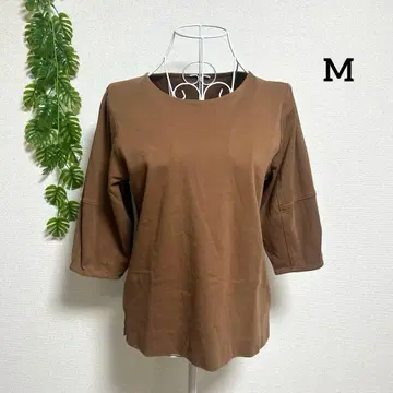 두클라쎄 M 칠부소매 티셔츠 상의 브라운 면 100%