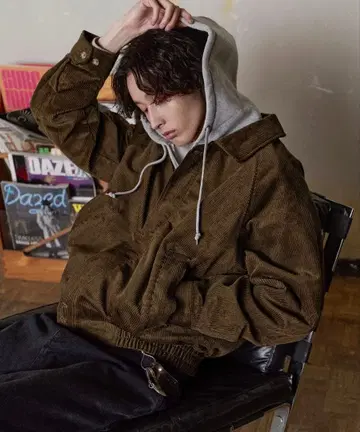 Bleme 리랙시 스탠드넥 코듀로이 블루종