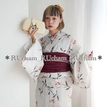 새상품 [ 연한 그레이에 석류 ] utatane 니코앤티크 유카타 단품