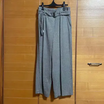 데프레 와이드 스트레이트 팬츠 하운드투스 패턴 벨트 포함