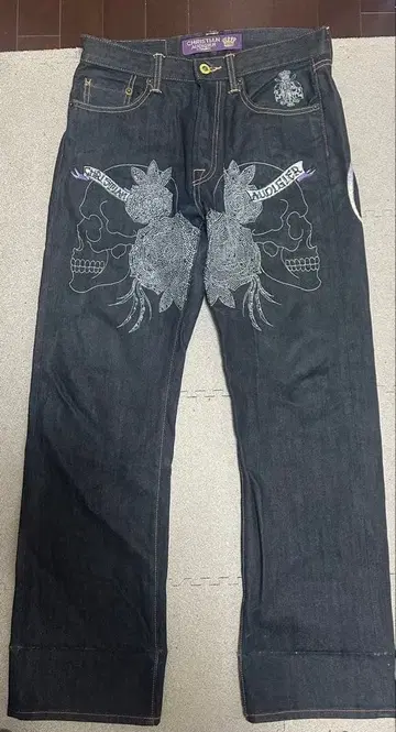 크리스찬 오디져 데님 스컬 로즈 큐빅