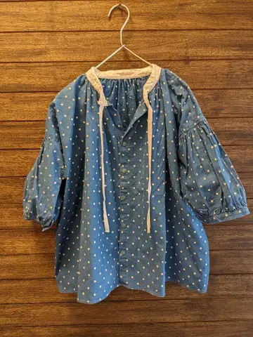 TRAVAIL MANUEL 트라바이유 마누엘 도트 무늬 셔츠 칠부 소매