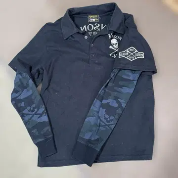 VANSON 스컬 디자인 피케 셔츠 M