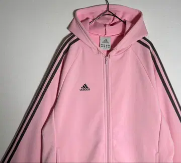 adidas 아디다스 자수 로고 리브 라인 집업 후드티