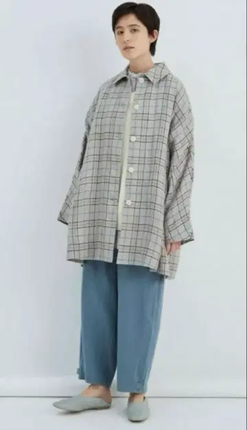 콩지페이 리넨 하프 코트