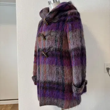 모헤어 후드 부착 더플 코트