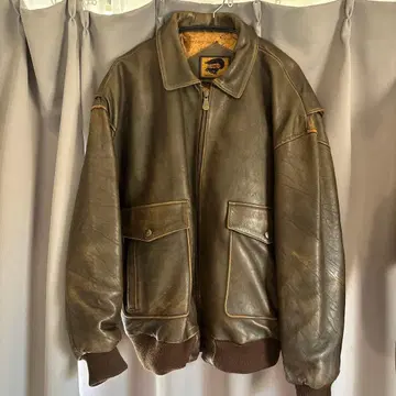 천연 가죽 레더 자켓 플라이트 자켓풍 빈티지 한국제 오버 사이즈