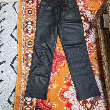 Y2K 로카빌리 락 바이커 러쉬 GRASH 가죽 팬츠