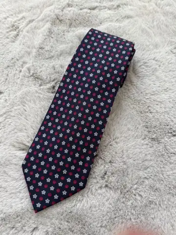 Marinella 네이비 꽃무늬 넥타이