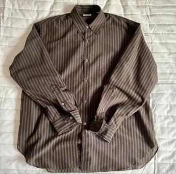 스티븐 앨런 다크 브라운 스트라이프 긴팔 셔츠 M