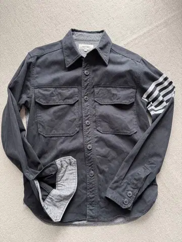 TOMMY 두꺼운 원단 다크 블루 셔츠 U.S.A. 프린트