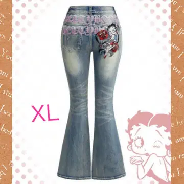 베티 자수 로우웨스트 플레어 레그 G