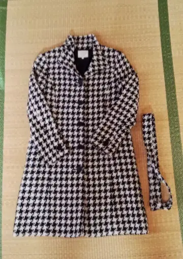 하운드 투스 패턴 체스터 코트