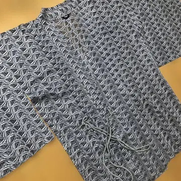 빈티지 화학 섬유 기모노 겉옷 메탈릭 블루 그레이 레이스