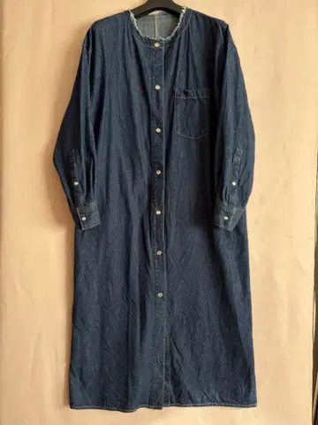 데님 원피스 노카라 긴팔