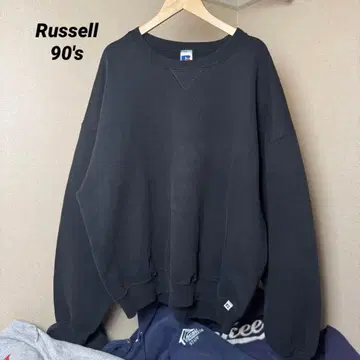 90s RUSSELL 무지 블랙 맨투맨 XXL Mexico