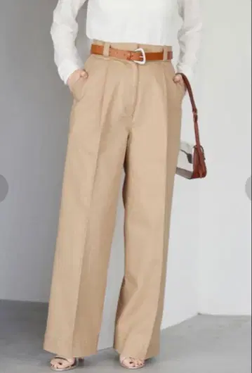 IENA 치노 턱 와이드 팬츠 34 베이지