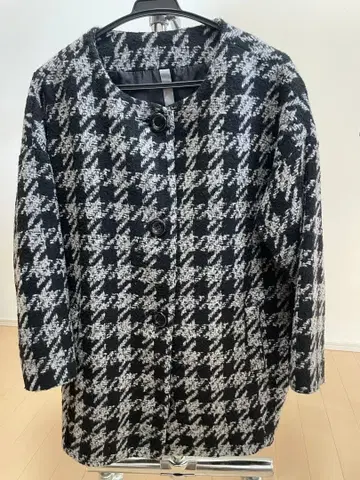 하운드 투스 패턴 체스터 코트