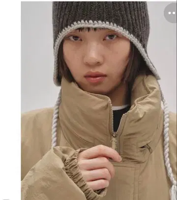 이어 플랩 니트캡 그레이