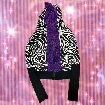 JSG 제브라 패턴 라메 상의 헤이세이 갸루 y2k