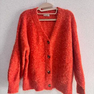 사만사 모스모스 Samansa Mos2 넥 기모 가디건 오렌지