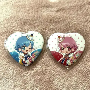 프리파라 한국 카페 한정판 하트 캔뱃지 도로시 레오나 2개 세트