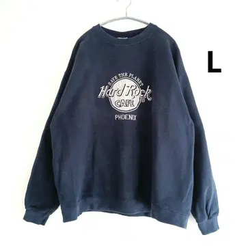 Hard Rock CAFE 은 자수 맨투맨 네이비 L 사이즈 USA