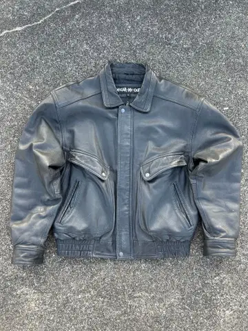 WEAR ME OUT 천연 가죽 가죽 자켓 블루종